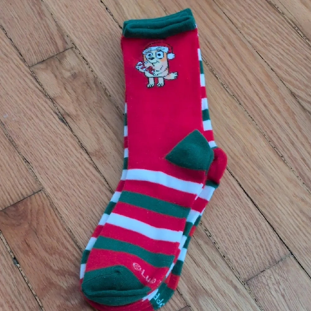 Bluey Festive Green and Red‎ Striped Socks